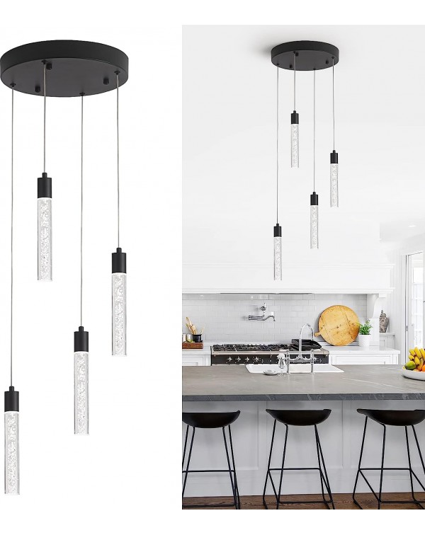 Black Pendant Lights Modern LED Kitchen Island Lig...