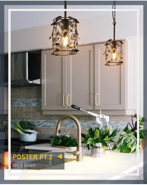 Pendant Light Fixture, Vintage Crystal Pendant Light for Kitchen Island, Crystal Branches Pendant Lights, Black and Gold Hanging Light, Modern Chandelier, P1973