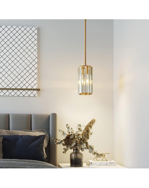 Gold Pendant Lighting Modern Pendant Light Mini Crystal Chandeliers Adjustable Pendant Light Fixture for Kitchen Island Dinning Room Corridor Bedroom (Gold 3-Pack)