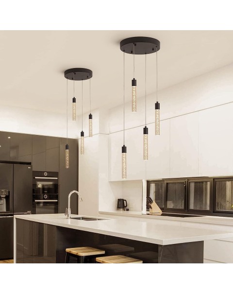 Black Pendant Lights Modern LED Kitchen Island Light Unique Bubble Pendant Light Pendant Lighting for Kitchen Island Dining Room, Bedroom, Bar, Mini Pendent Spot Lights (4 Light)
