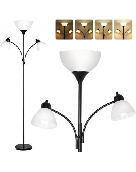 Floor Lamps for Living Room,Standing Lamp with Stepless Dimming, 3 Lights Adjustable Reading Lights, Morden Tall Lamps for Living Room, Bedroom, Office