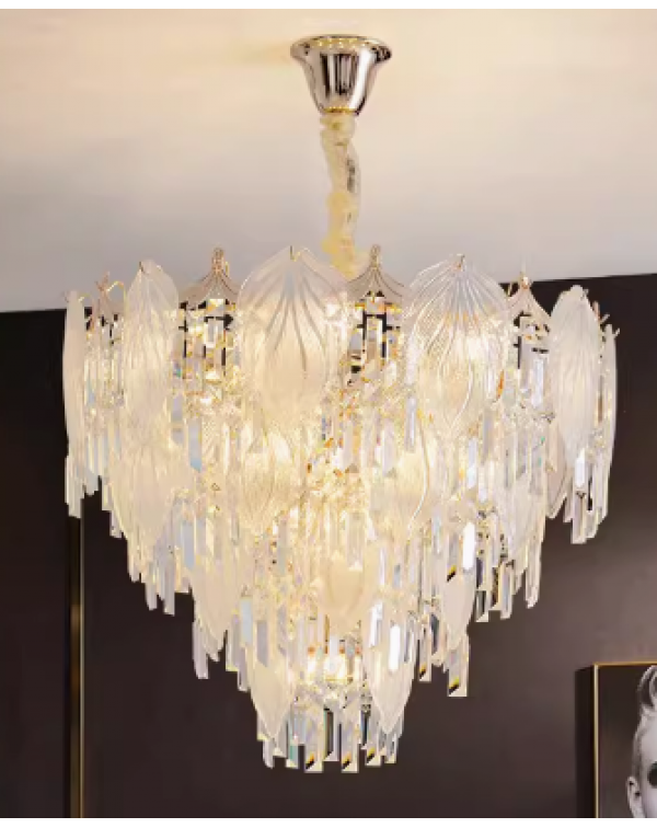 Modern Crystal Chandelier,Gold Ceiling Pendant Flo...